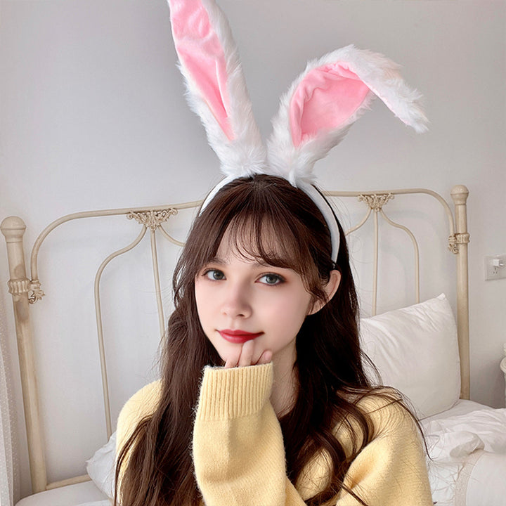 White Bunny Ears Headband Long Plush Rabbit Ear Hair Hoop Halloween Cosplay Costume Accessory Party Wear Image 8