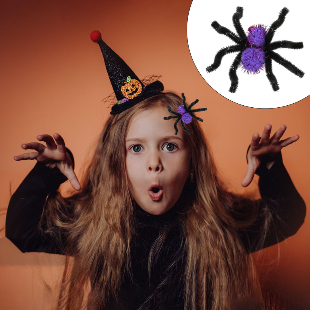 2Pcs Halloween Spider Hair Clips Plush Spider Women Hairpin Halloween Party Decoration Hair Jewelry Cosplay Costume Prop Image 6