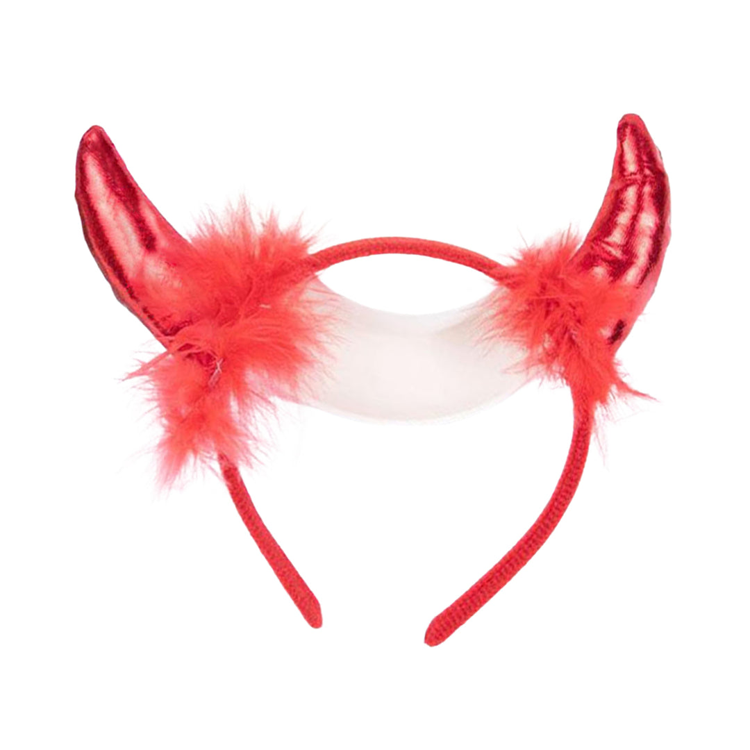 Devil Horn Decor Headband Plush Fabric Handmade Lightweight Elastic Design Hair Hoop Cosplay Parties Halloween Image 4