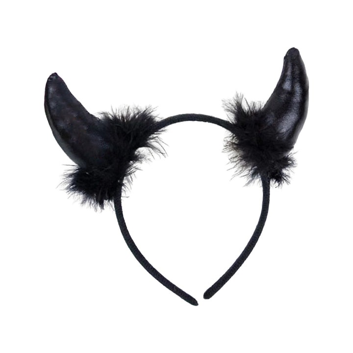 Devil Horn Decor Headband Plush Fabric Handmade Lightweight Elastic Design Hair Hoop Cosplay Parties Halloween Image 4