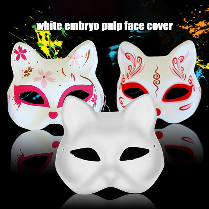 Cosplay Fox Masque with Elastic Band Solid Color DIY Painting Carnival Party Ball Masquerade Halloween Costume Animal Image 1