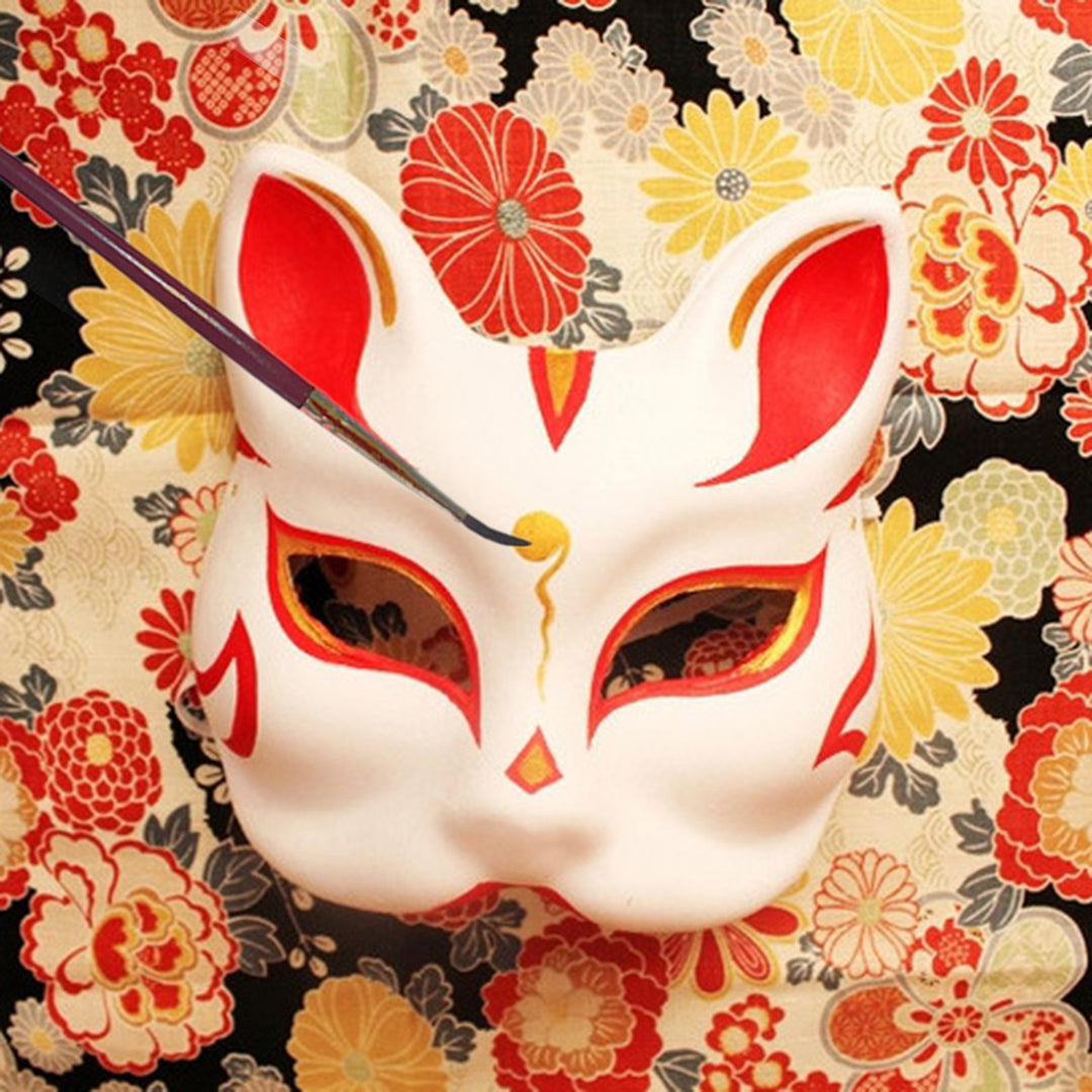 Cosplay Fox Masque with Elastic Band Solid Color DIY Painting Carnival Party Ball Masquerade Halloween Costume Animal Image 2