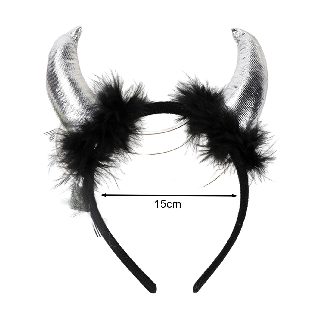 Devil Horn Decor Headband Plush Fabric Handmade Lightweight Elastic Design Hair Hoop Cosplay Parties Halloween Image 11