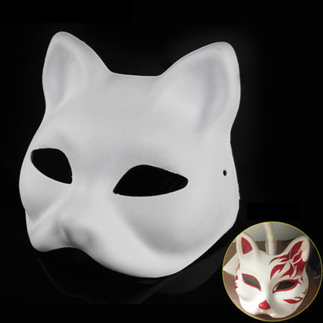 Cosplay Fox Masque with Elastic Band Solid Color DIY Painting Carnival Party Ball Masquerade Halloween Costume Animal Image 9