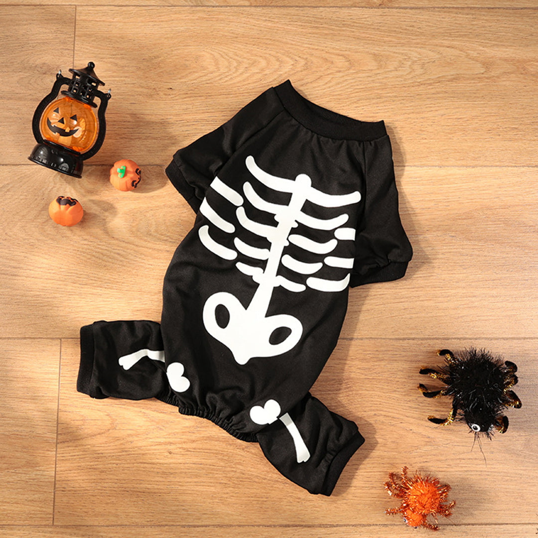 Skeleton Luminous Pet Costume Jumpsuit for Small Medium Dogs Funny Halloween Clothes Apparel Puppy Outfit Cosplay Prop Image 4