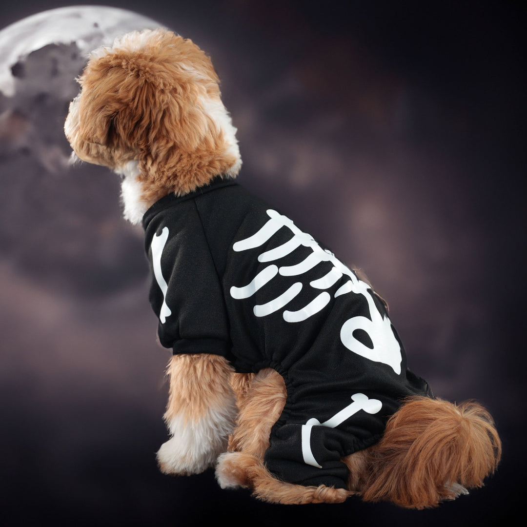 Skeleton Luminous Pet Costume Jumpsuit for Small Medium Dogs Funny Halloween Clothes Apparel Puppy Outfit Cosplay Prop Image 8