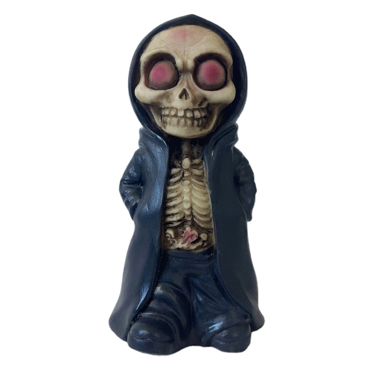 Halloween Black Robe Skeleton Figurine Gothic Death Resin Statue Sculpture Home Office Desktop Bookshelf Decoration Image 2