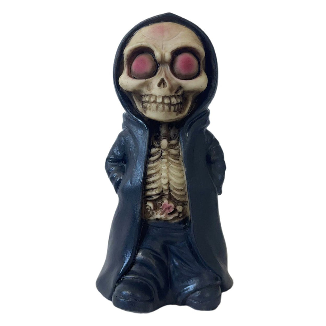 Halloween Black Robe Skeleton Figurine Gothic Death Resin Statue Sculpture Home Office Desktop Bookshelf Decoration Image 1