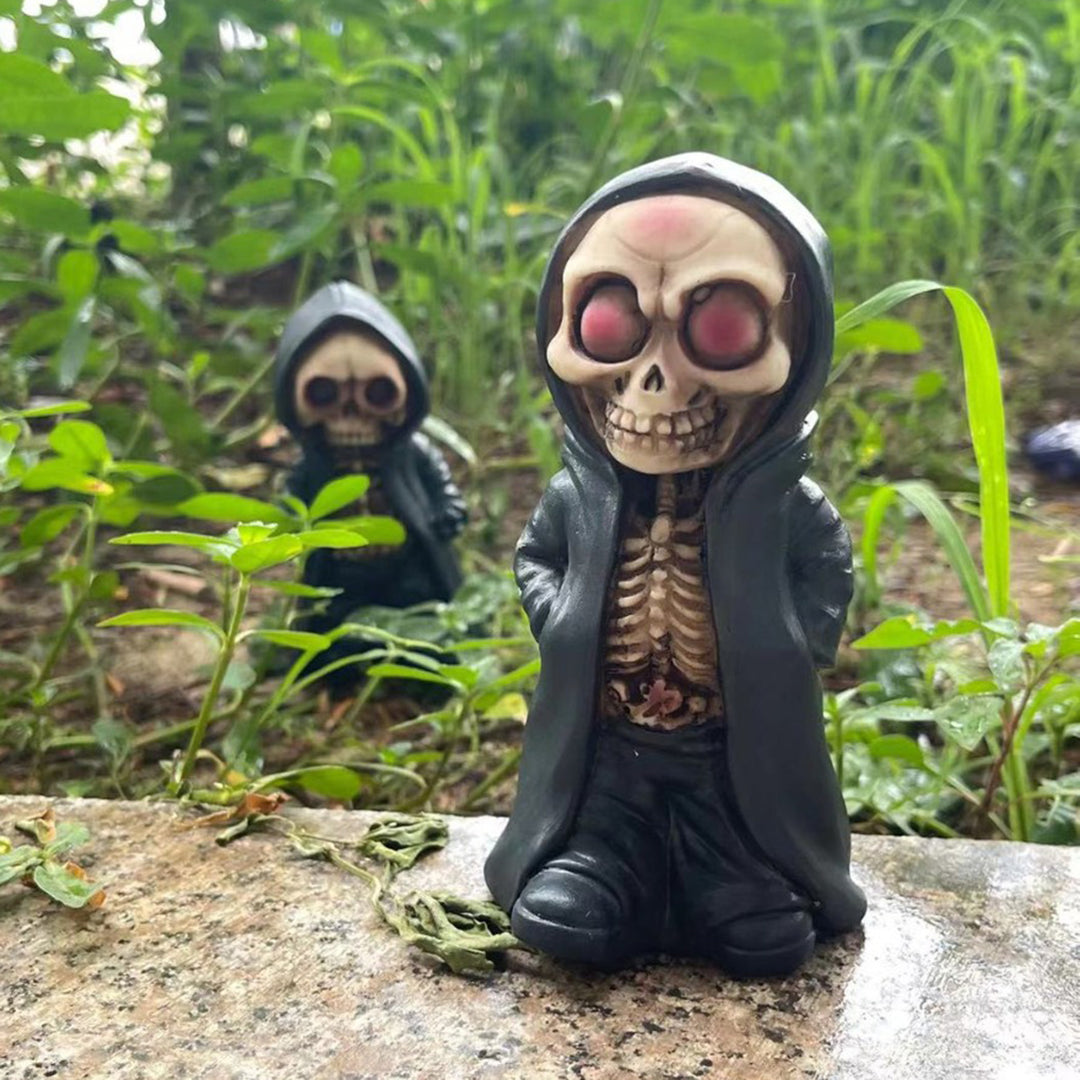 Halloween Black Robe Skeleton Figurine Gothic Death Resin Statue Sculpture Home Office Desktop Bookshelf Decoration Image 8