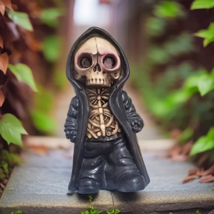 Halloween Black Robe Skeleton Figurine Gothic Death Resin Statue Sculpture Home Office Desktop Bookshelf Decoration Image 9