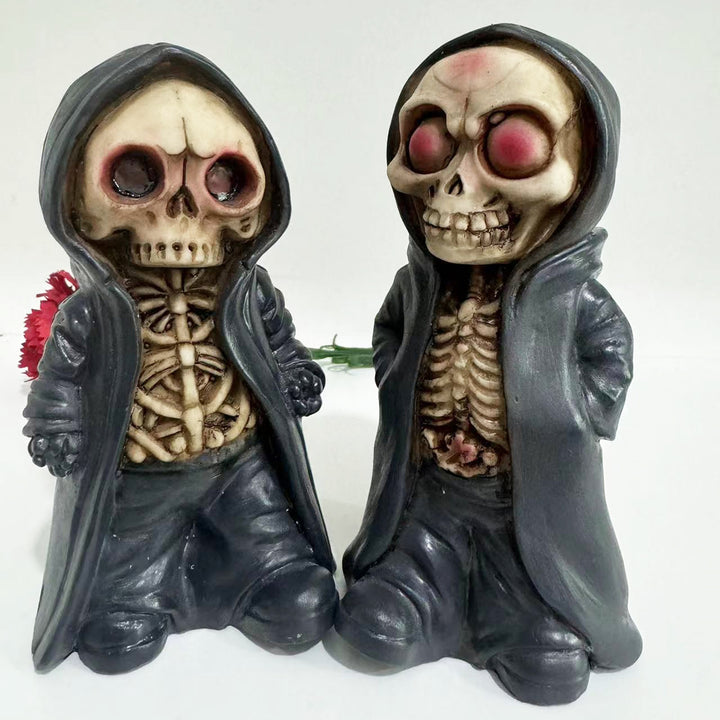 Halloween Black Robe Skeleton Figurine Gothic Death Resin Statue Sculpture Home Office Desktop Bookshelf Decoration Image 10