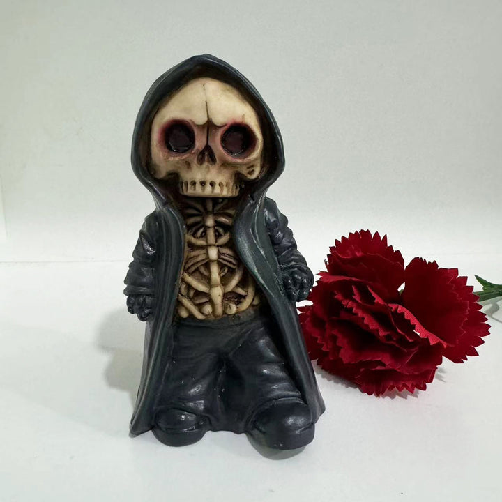 Halloween Black Robe Skeleton Figurine Gothic Death Resin Statue Sculpture Home Office Desktop Bookshelf Decoration Image 11