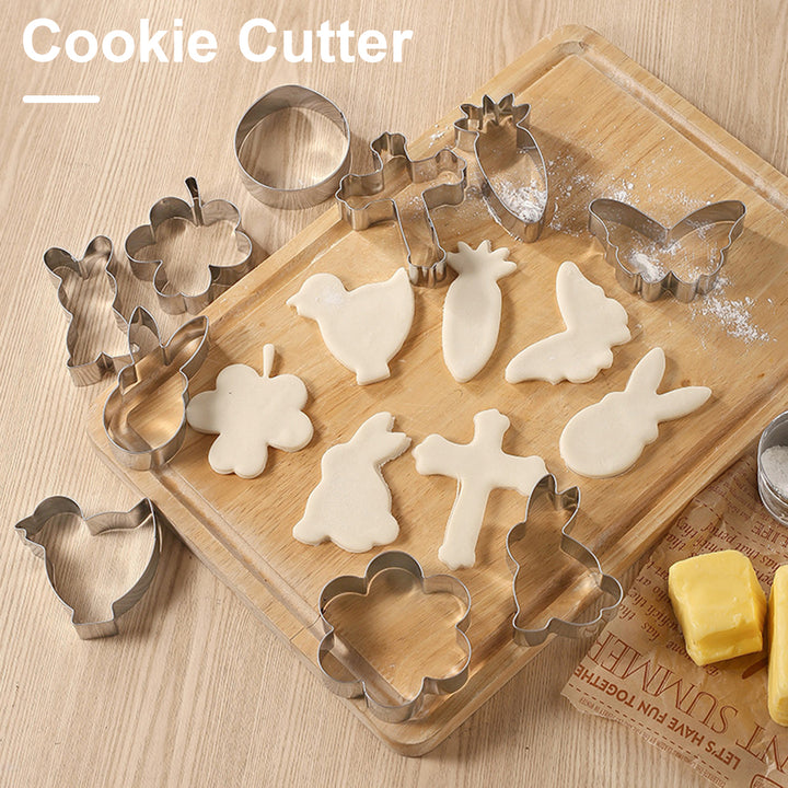 10Pcs Stainless Steel Cookie Cutter Set Cheese Slicer Muffin Cutting Tools for Cakes Biscuits Sandwiches Bunny Egg Image 1