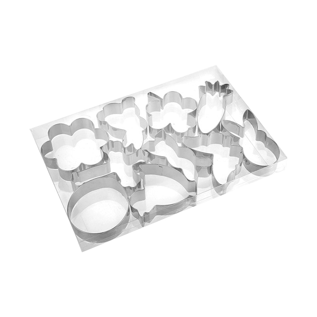 10Pcs Stainless Steel Cookie Cutter Set Cheese Slicer Muffin Cutting Tools for Cakes Biscuits Sandwiches Bunny Egg Image 4