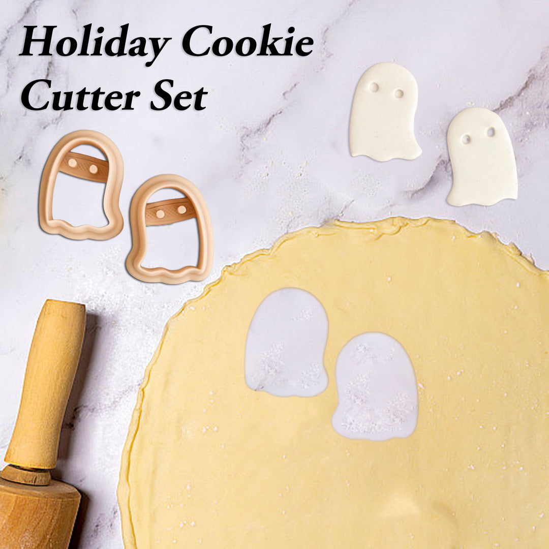 4Pcs Halloween Ghost Cookie Cutters Set Food-Grade Plastic Easy to Use Clean Biscuit Molds for Cake Decoration Image 4