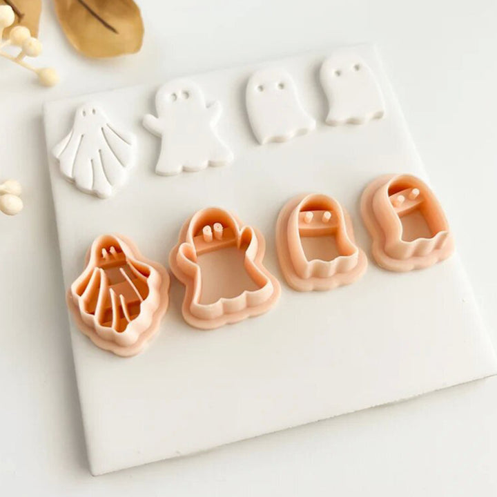 4Pcs Halloween Ghost Cookie Cutters Set Food-Grade Plastic Easy to Use Clean Biscuit Molds for Cake Decoration Image 6