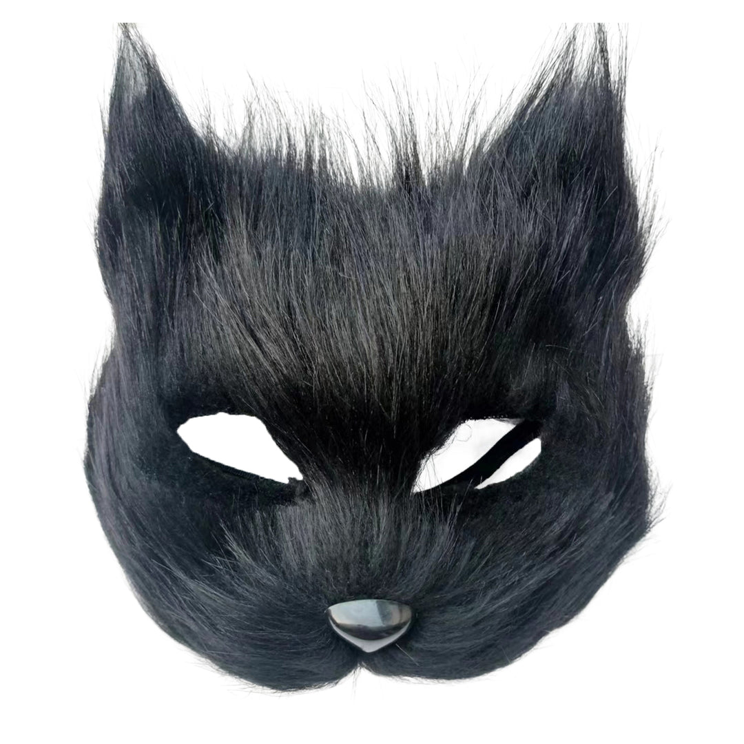 Hairy Fox Face Cushion Half Face Halloween Party Props Masquerade Costume Halloween Cosplay Dance Horror Animal Headgear Image 2