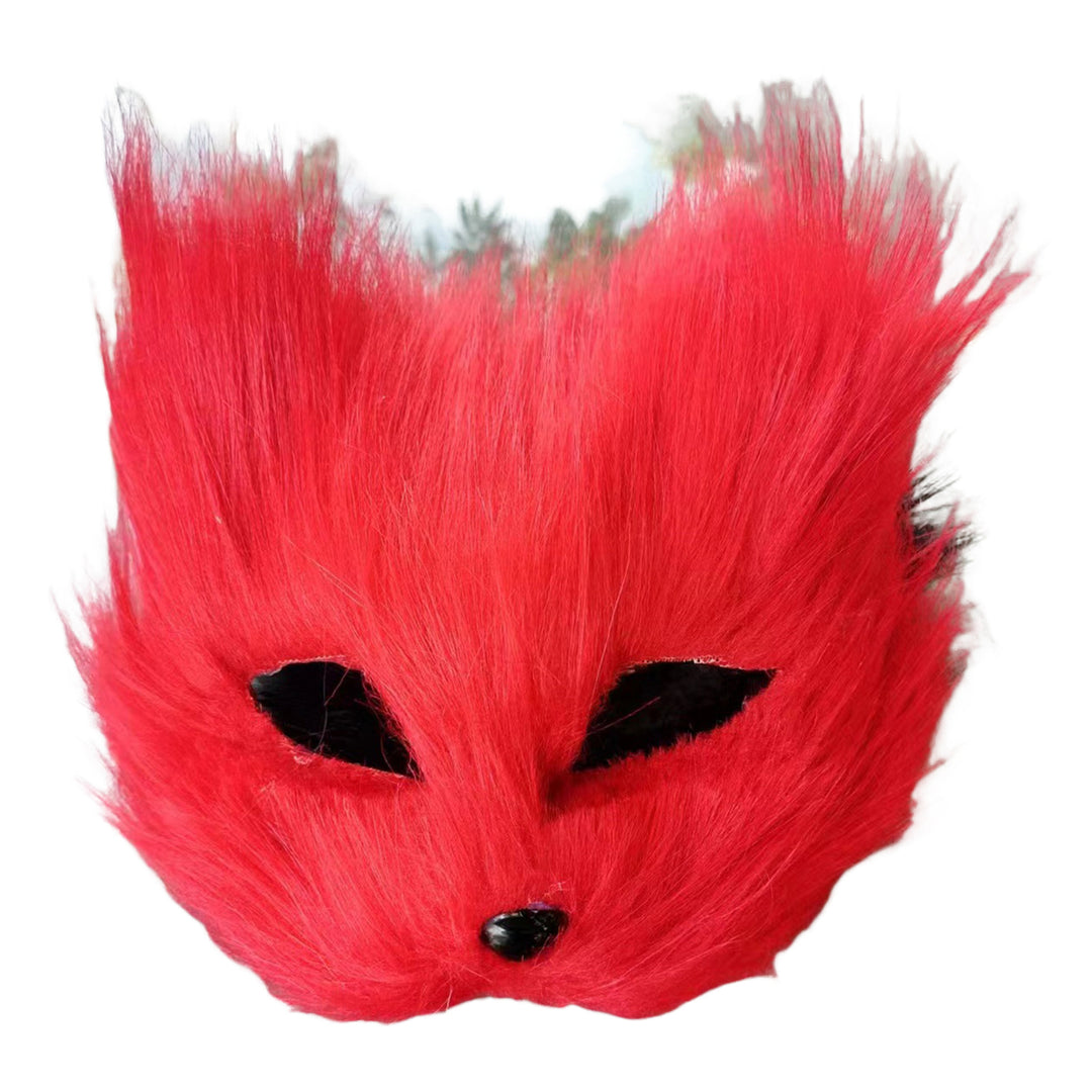 Hairy Fox Face Cushion Half Face Halloween Party Props Masquerade Costume Halloween Cosplay Dance Horror Animal Headgear Image 4