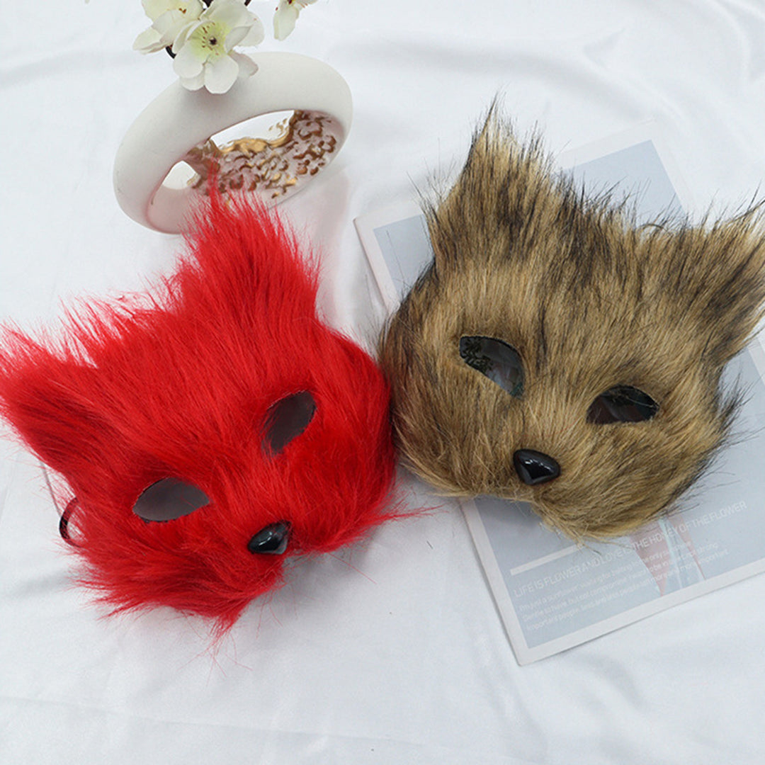 Hairy Fox Face Cushion Half Face Halloween Party Props Masquerade Costume Halloween Cosplay Dance Horror Animal Headgear Image 8