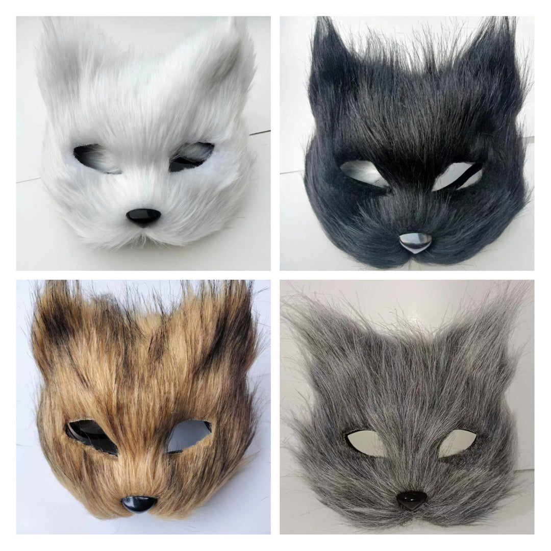 Hairy Fox Face Cushion Half Face Halloween Party Props Masquerade Costume Halloween Cosplay Dance Horror Animal Headgear Image 11