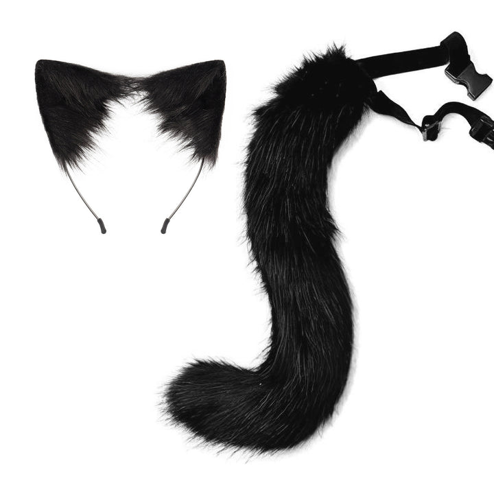 Fox Tail Headdress Handmade Simulated Fox Tail Cat Ear Set Halloween Cosplay Costume Fluffy Fox Tail Accessory Image 2