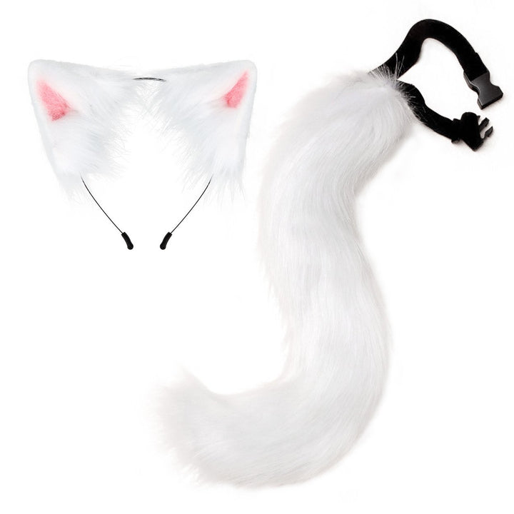 Fox Tail Headdress Handmade Simulated Fox Tail Cat Ear Set Halloween Cosplay Costume Fluffy Fox Tail Accessory Image 1