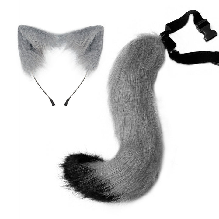 Fox Tail Headdress Handmade Simulated Fox Tail Cat Ear Set Halloween Cosplay Costume Fluffy Fox Tail Accessory Image 4