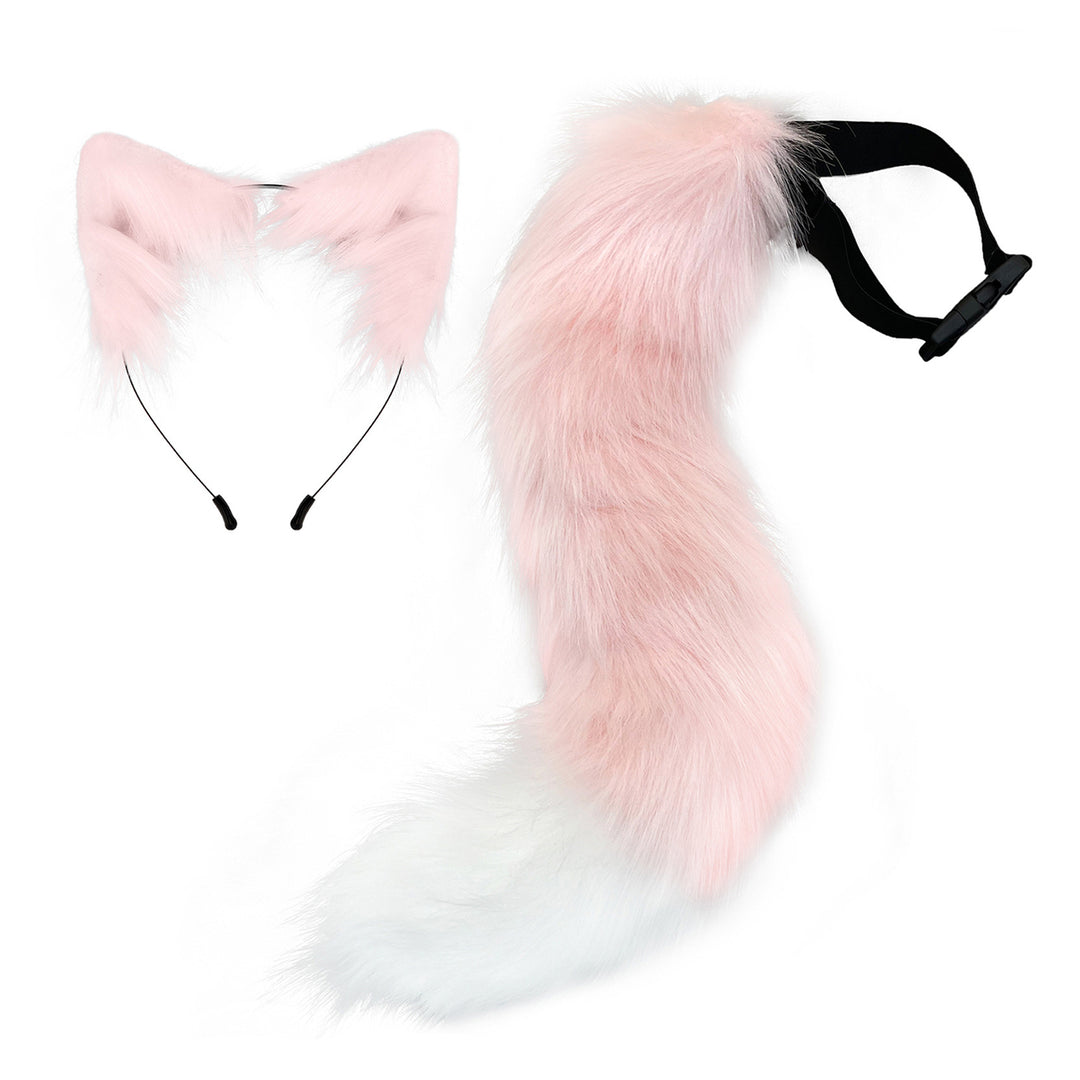 Fox Tail Headdress Handmade Simulated Fox Tail Cat Ear Set Halloween Cosplay Costume Fluffy Fox Tail Accessory Image 6