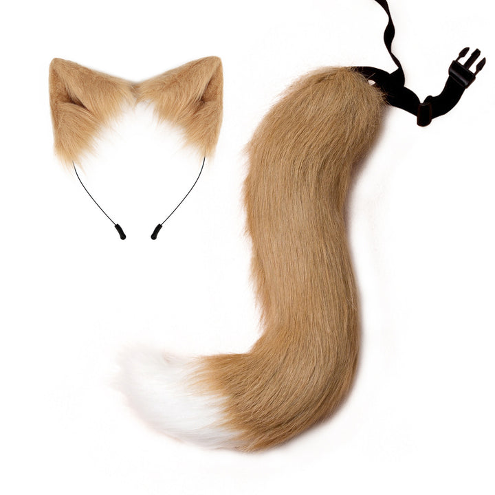 Fox Tail Headdress Handmade Simulated Fox Tail Cat Ear Set Halloween Cosplay Costume Fluffy Fox Tail Accessory Image 7