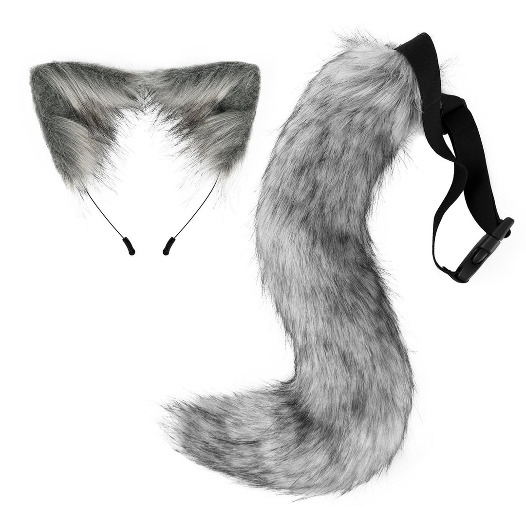 Fox Tail Headdress Handmade Simulated Fox Tail Cat Ear Set Halloween Cosplay Costume Fluffy Fox Tail Accessory Image 1