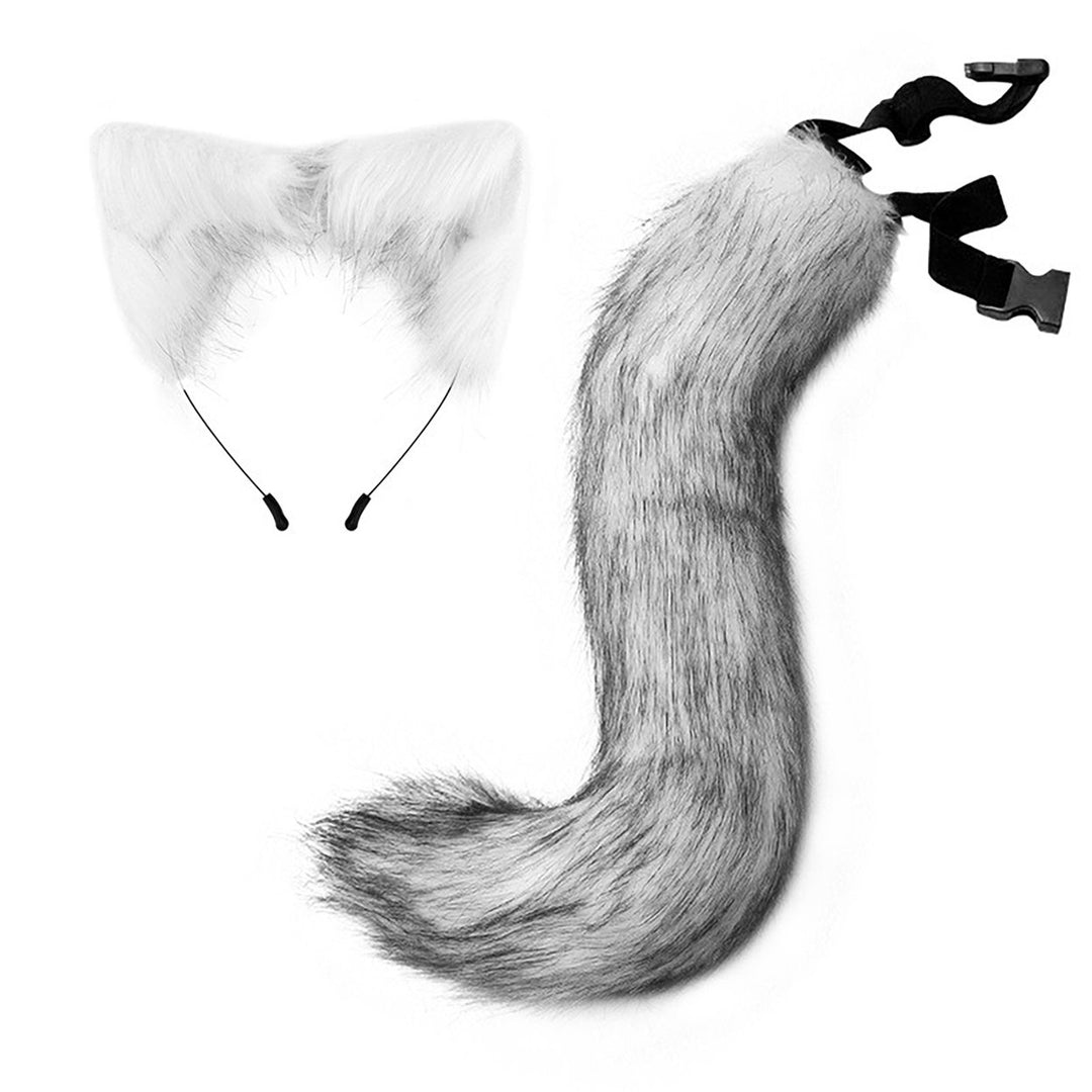 Fox Tail Headdress Handmade Simulated Fox Tail Cat Ear Set Halloween Cosplay Costume Fluffy Fox Tail Accessory Image 1