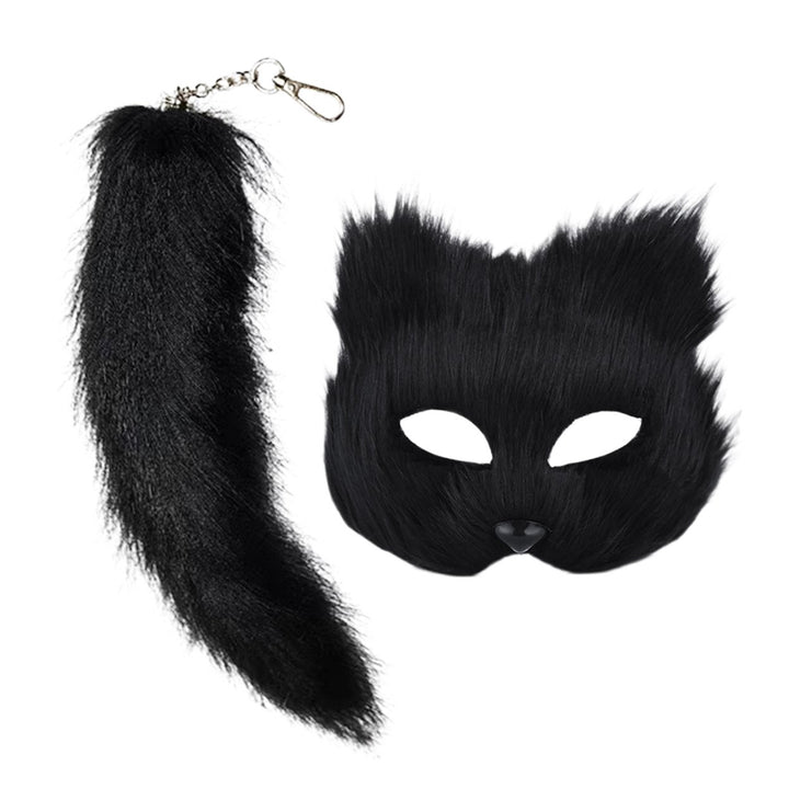 Fox Face Cushion Furry Fox Face Cushion Tail Set Faux faux Costume Accessory for Masquerade Halloween Cosplay Party Image 2