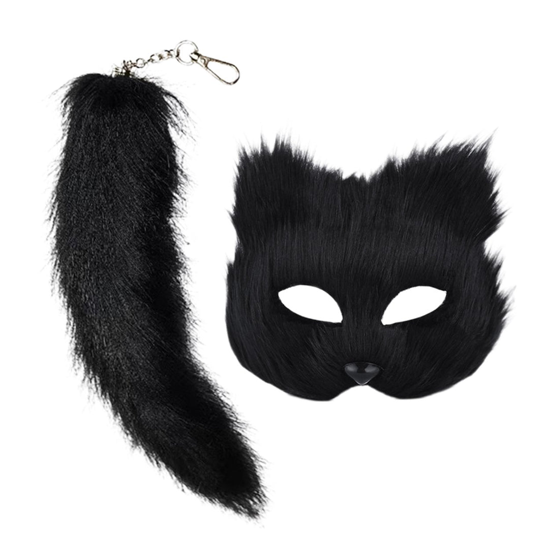 Fox Face Cushion Furry Fox Face Cushion Tail Set Faux faux Costume Accessory for Masquerade Halloween Cosplay Party Image 1