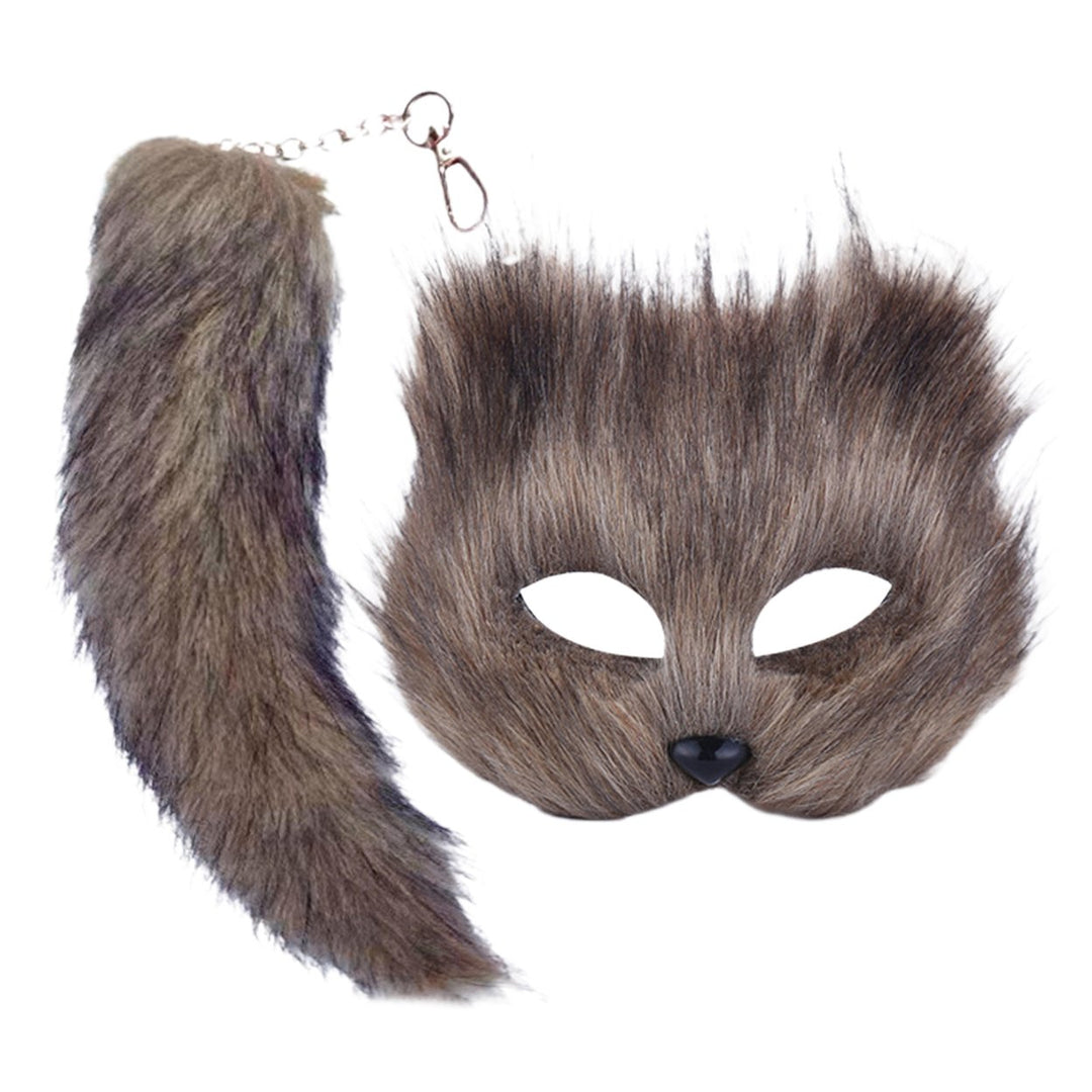 Fox Face Cushion Furry Fox Face Cushion Tail Set Faux faux Costume Accessory for Masquerade Halloween Cosplay Party Image 4