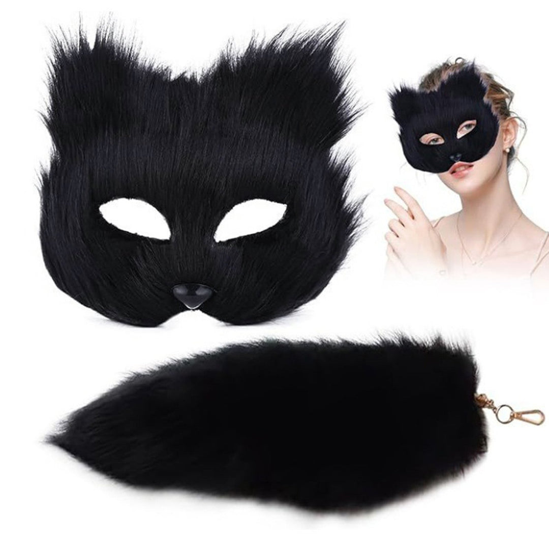 Fox Face Cushion Furry Fox Face Cushion Tail Set Faux faux Costume Accessory for Masquerade Halloween Cosplay Party Image 8