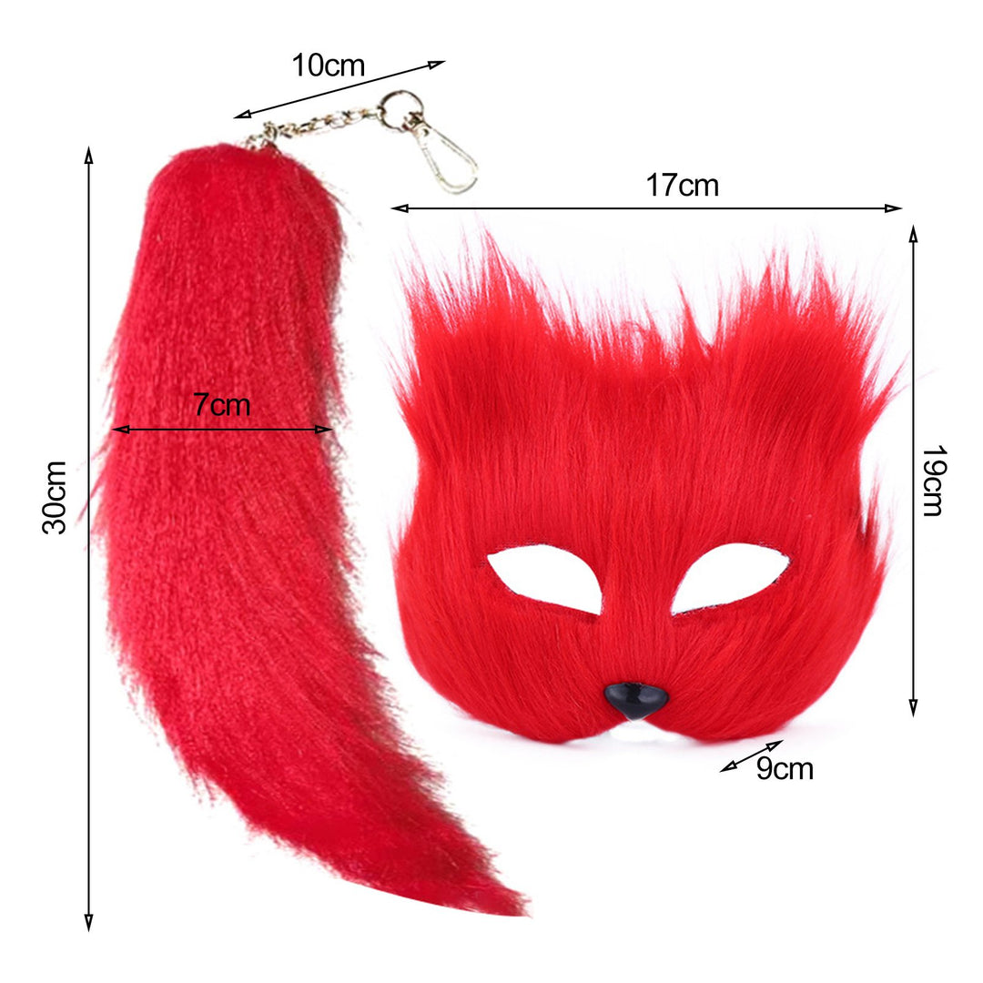 Fox Face Cushion Furry Fox Face Cushion Tail Set Faux faux Costume Accessory for Masquerade Halloween Cosplay Party Image 9