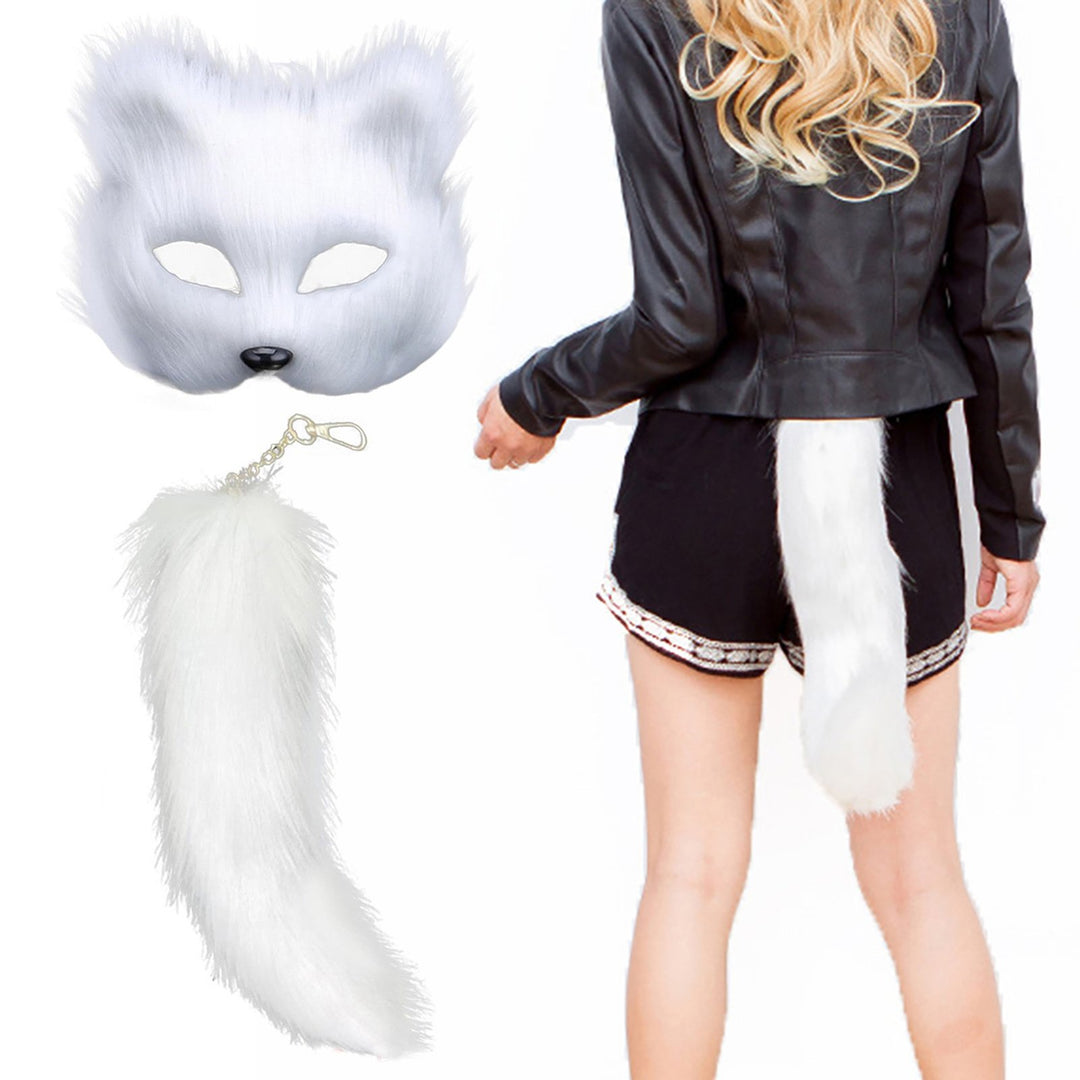 Fox Face Cushion Furry Fox Face Cushion Tail Set Faux faux Costume Accessory for Masquerade Halloween Cosplay Party Image 10