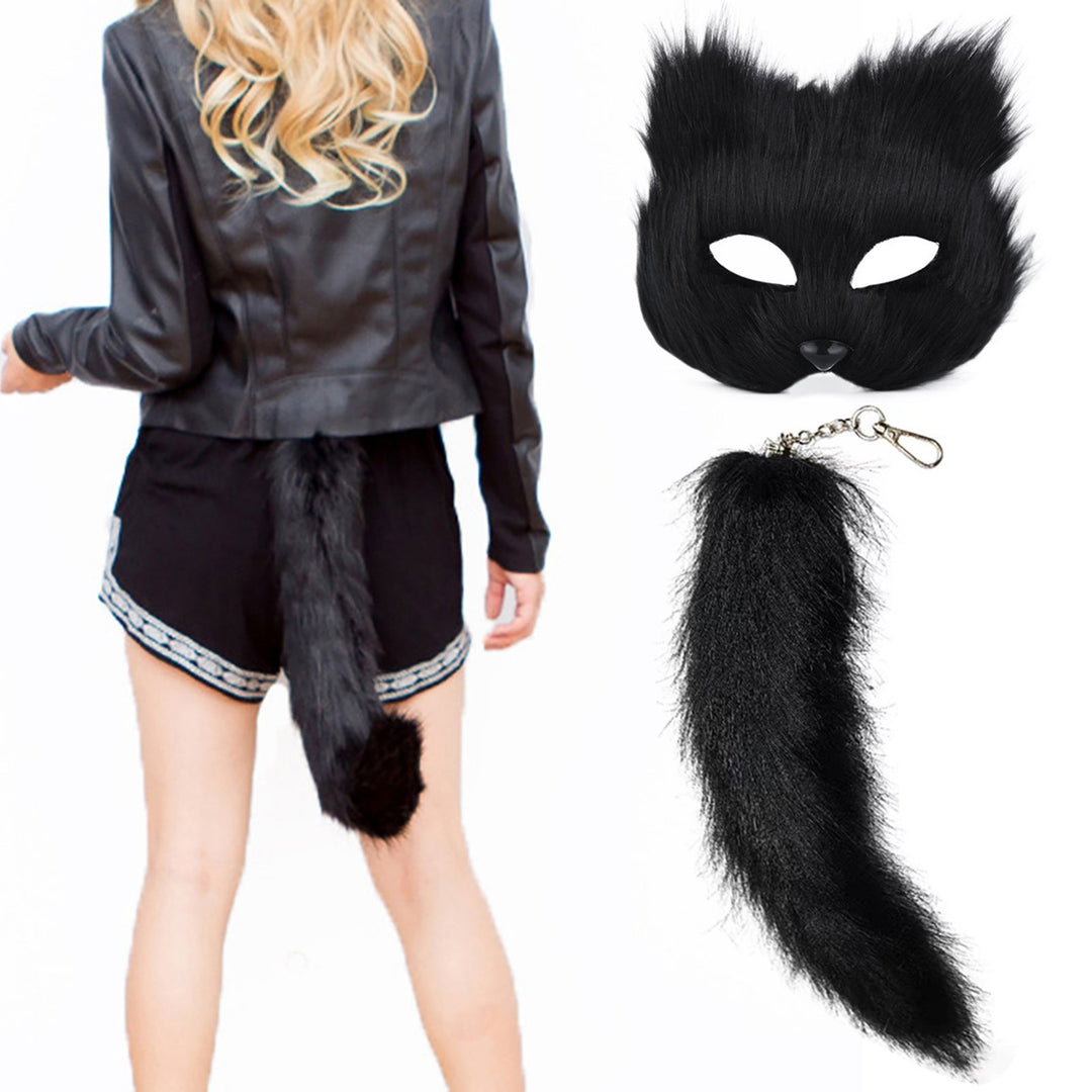 Fox Face Cushion Furry Fox Face Cushion Tail Set Faux faux Costume Accessory for Masquerade Halloween Cosplay Party Image 11