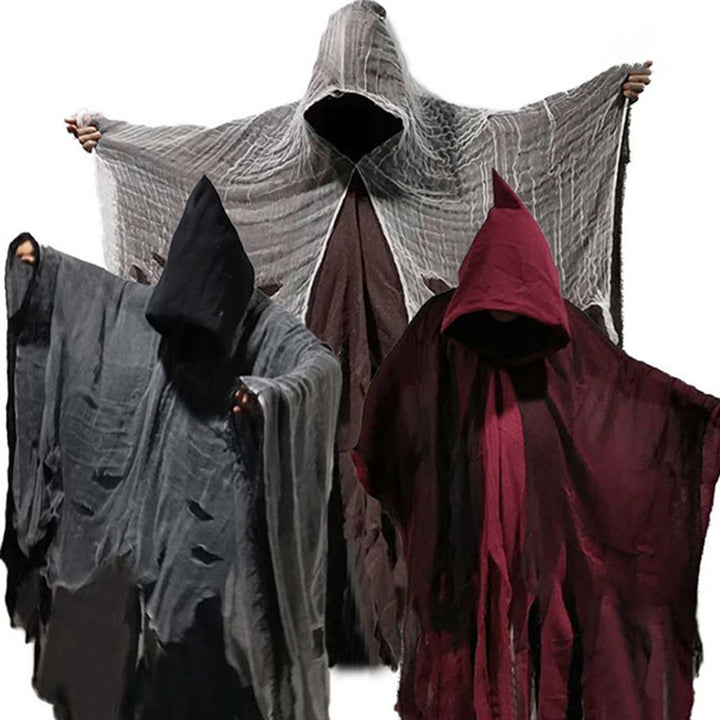 Halloween Cloak Ghost Cosplay Costume Gothic Horror Zombie Tattered Hooded Cape Halloween Party Prop Image 1