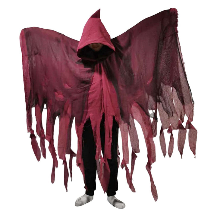 Halloween Cloak Ghost Cosplay Costume Gothic Horror Zombie Tattered Hooded Cape Halloween Party Prop Image 3