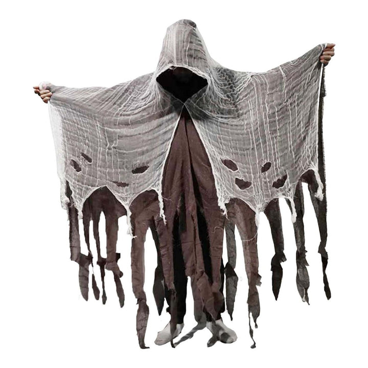 Halloween Cloak Ghost Cosplay Costume Gothic Horror Zombie Tattered Hooded Cape Halloween Party Prop Image 4