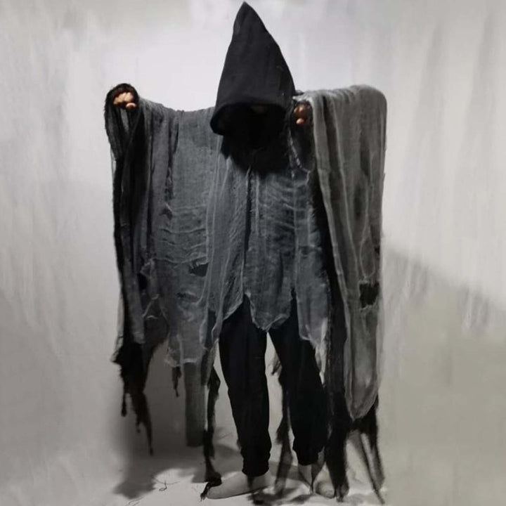 Halloween Cloak Ghost Cosplay Costume Gothic Horror Zombie Tattered Hooded Cape Halloween Party Prop Image 12