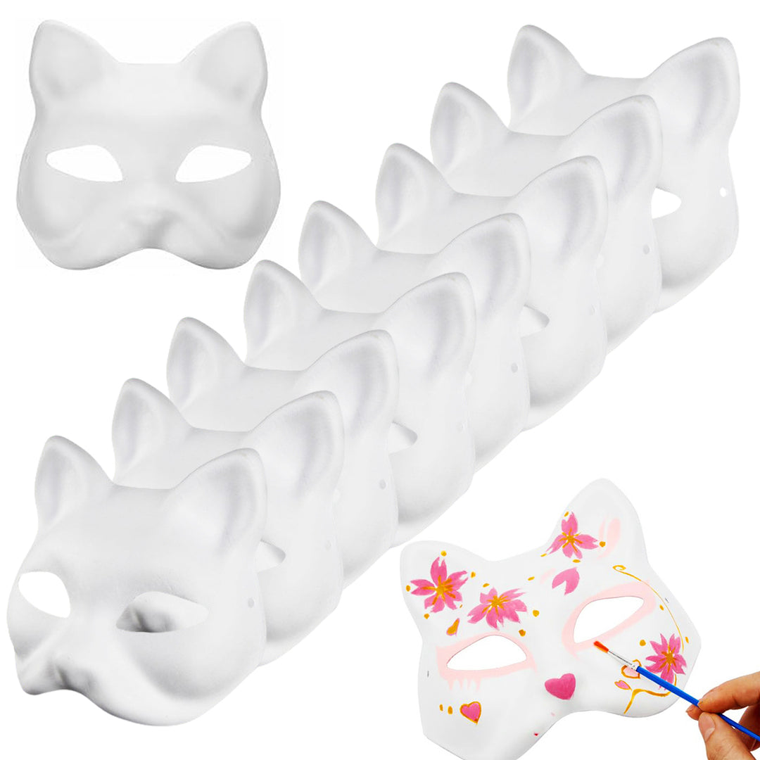 2/3/5/6/10/12/20 Pcs DIY Masques Cat Face DIY Hand-Painted Carnival Party Ball Masquerade Halloween Costume Animal Shape Image 1