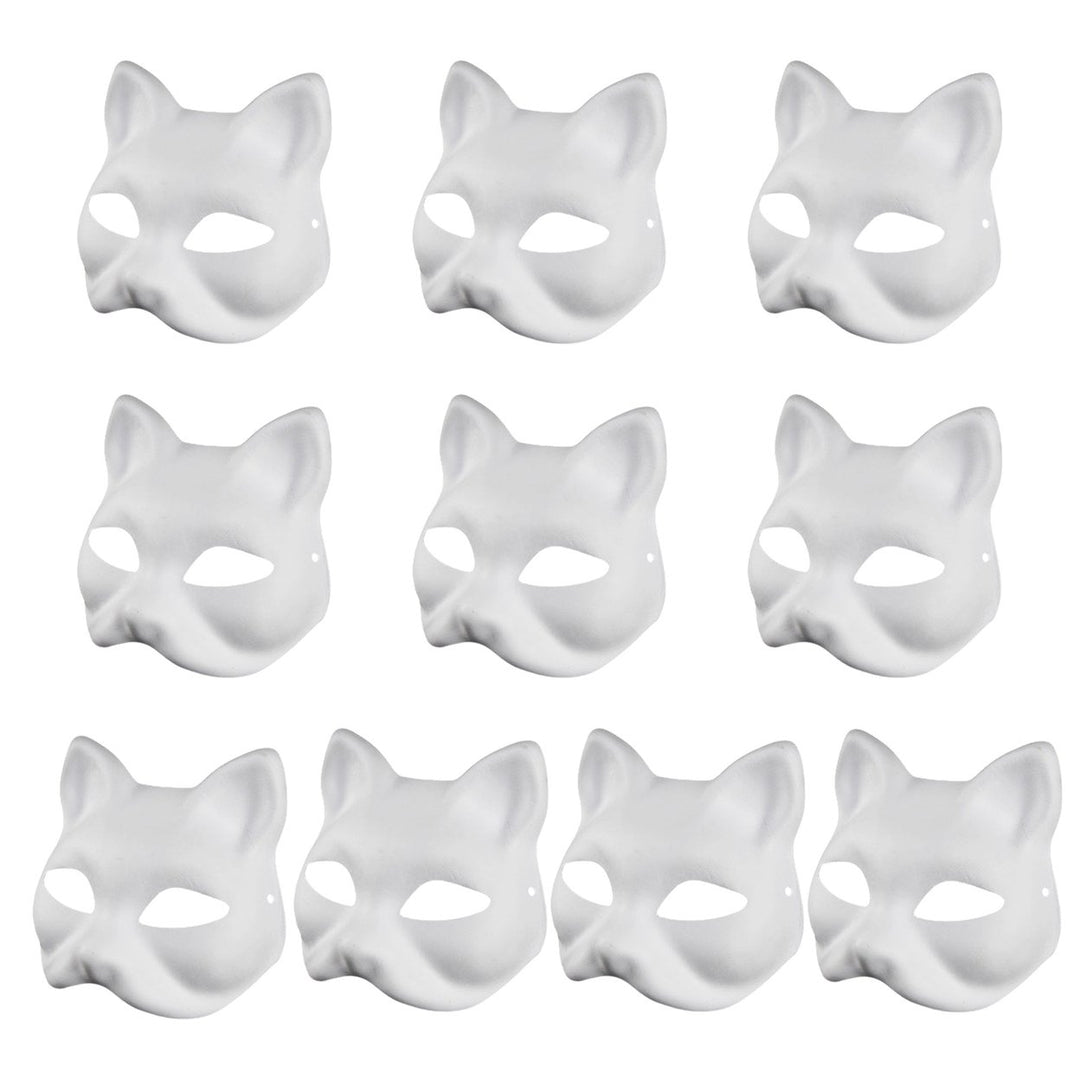 2/3/5/6/10/12/20 Pcs DIY Masques Cat Face DIY Hand-Painted Carnival Party Ball Masquerade Halloween Costume Animal Shape Image 1