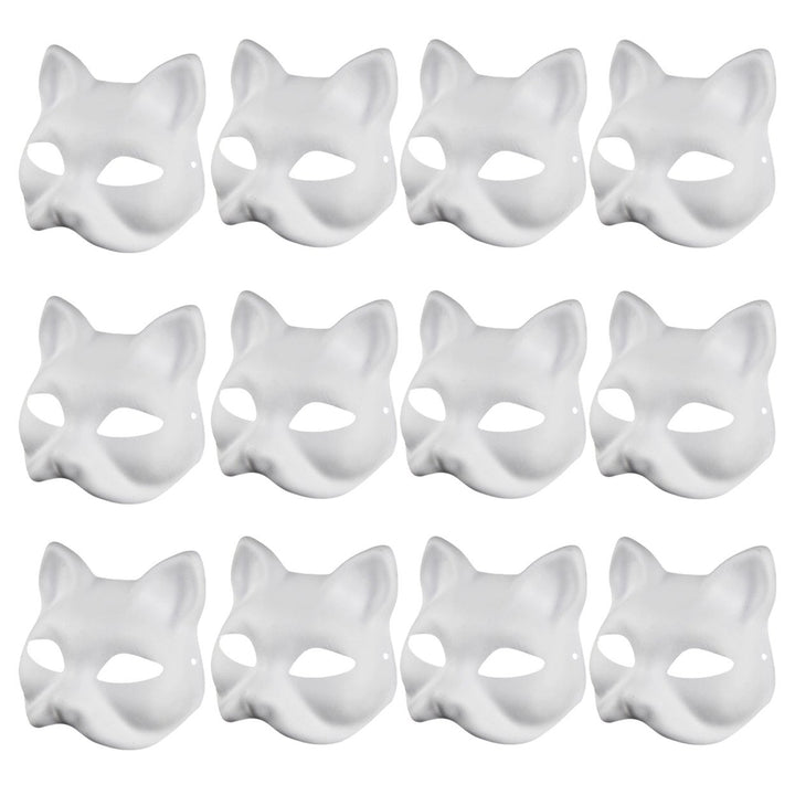 2/3/5/6/10/12/20 Pcs DIY Masques Cat Face DIY Hand-Painted Carnival Party Ball Masquerade Halloween Costume Animal Shape Image 1