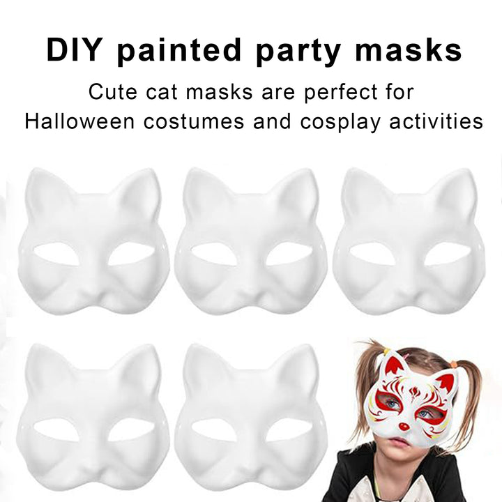 2/3/5/6/10/12/20 Pcs DIY Masques Cat Face DIY Hand-Painted Carnival Party Ball Masquerade Halloween Costume Animal Shape Image 10