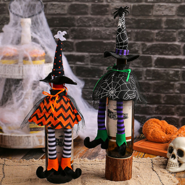 Halloween Wine Bottle Cover Unique Witch Hat Long Foot Witch Bottle Sleeve Creative Home Table Decor Halloween Party Image 6