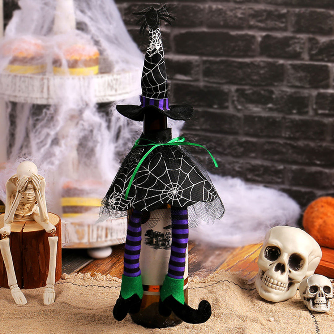 Halloween Wine Bottle Cover Unique Witch Hat Long Foot Witch Bottle Sleeve Creative Home Table Decor Halloween Party Image 11