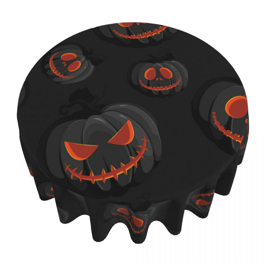 Halloween Table Cloth Demon Pumpkin Print Dark Style Round Shape Easy Care Table Protection Banquets Party Decoration Image 4