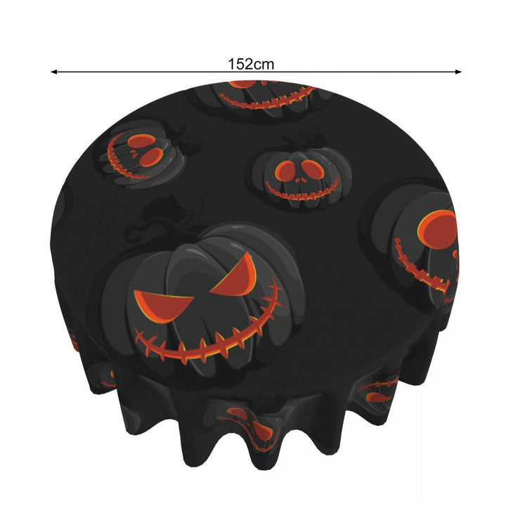 Halloween Table Cloth Demon Pumpkin Print Dark Style Round Shape Easy Care Table Protection Banquets Party Decoration Image 6